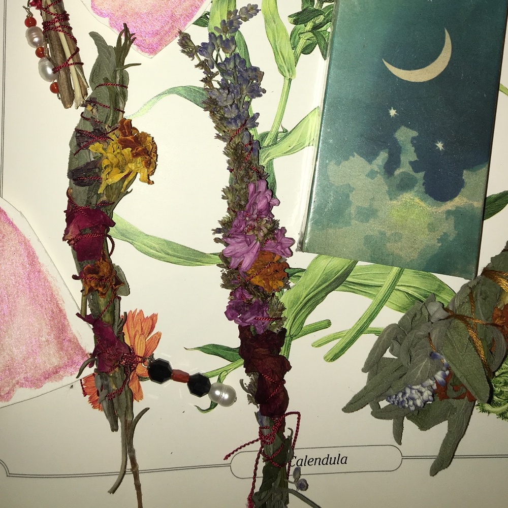 COPY - Harvest wand- handmade lavender, hyssop, marigold, mum, rose, sage smudg… - Picture 2 of 3